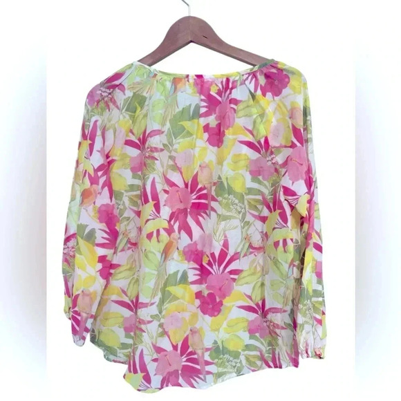 Roller Rabbit Tunic Floral Printed 3/4 Sleeve Blouse Boho Size Medium - Picture 6 of 6